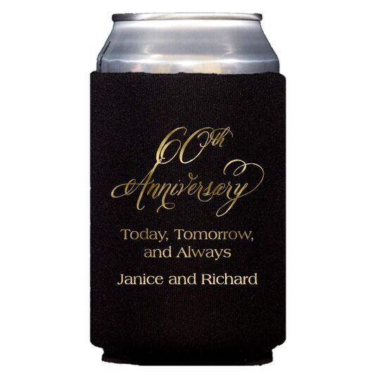 Elegant 60th Anniversary Collapsible Koozies